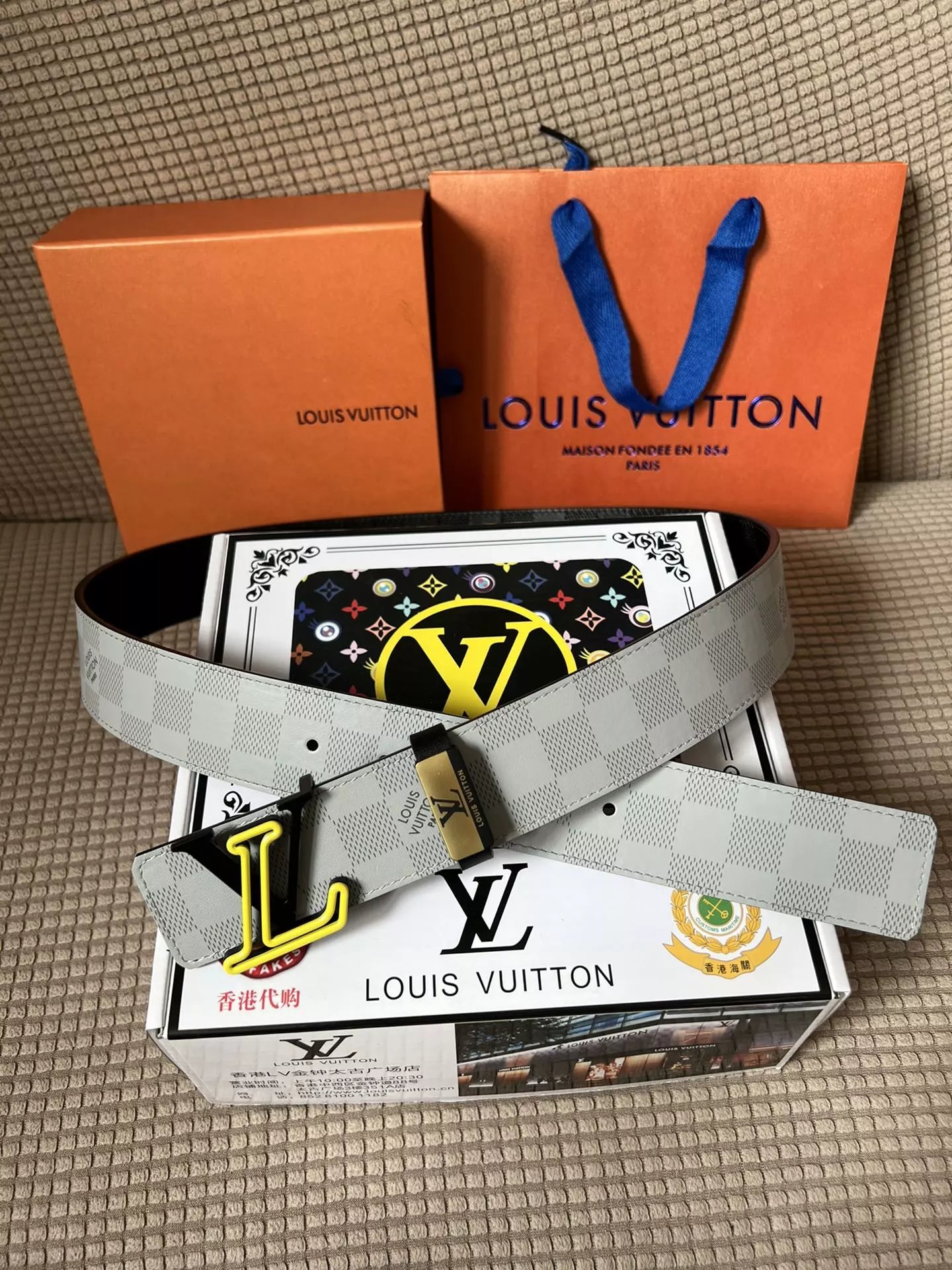 Louis Vuitton Reversible Monogram Canvas Belt with LV Twist Buckle Black / Beige Leather Belt - 14