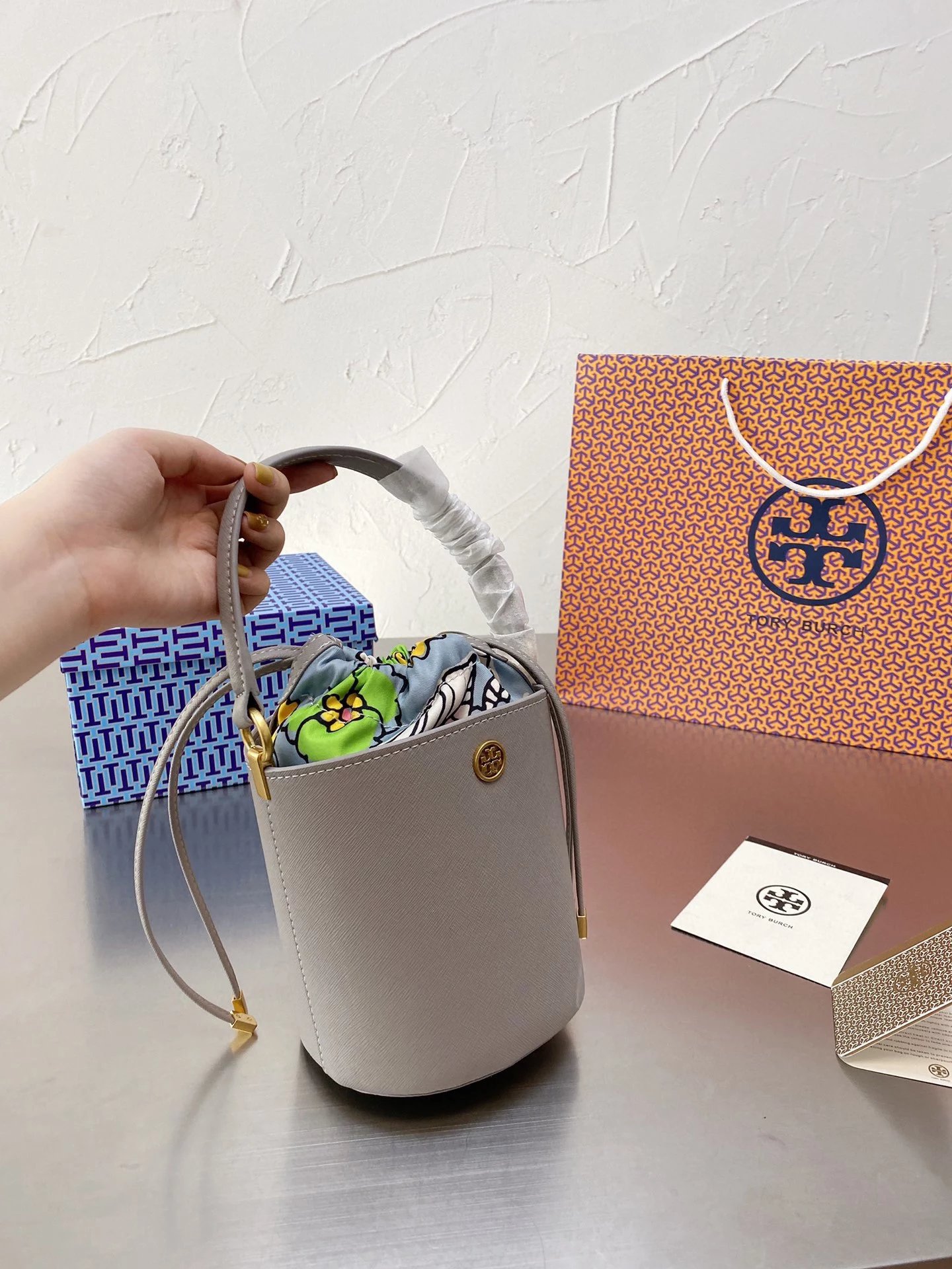 Tory Burch Mini Miller Croc-Embossed Green Bucket Bag Handbags - 14