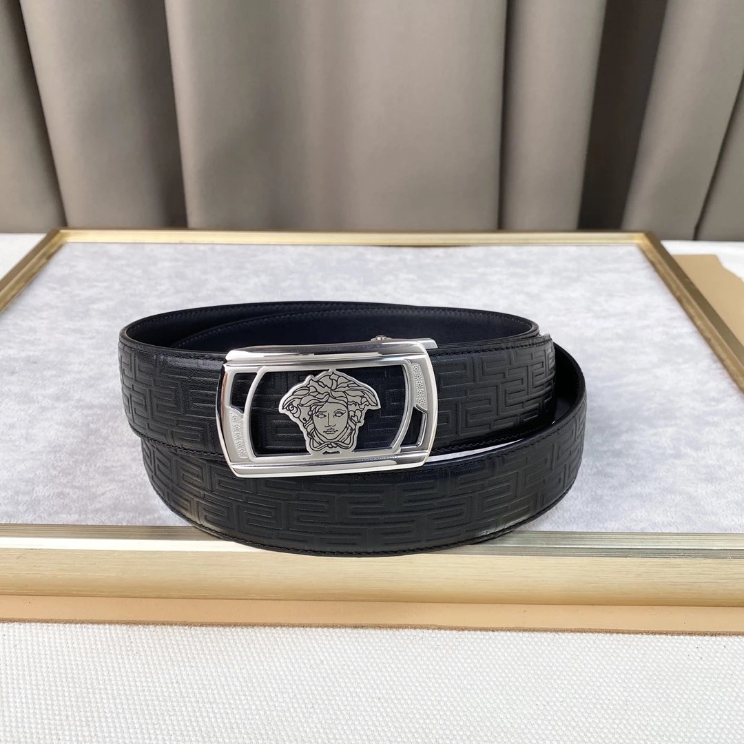 Versace Medusa Head Buckle Leather Belt Black - 4