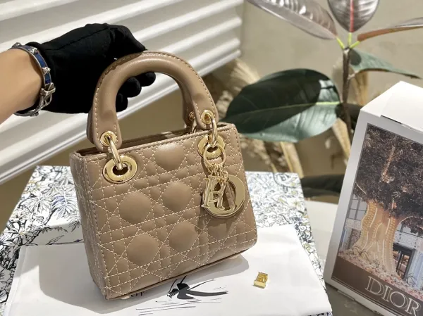 Dior Lady Dior Floral Embroidered Beige Handbag - 6