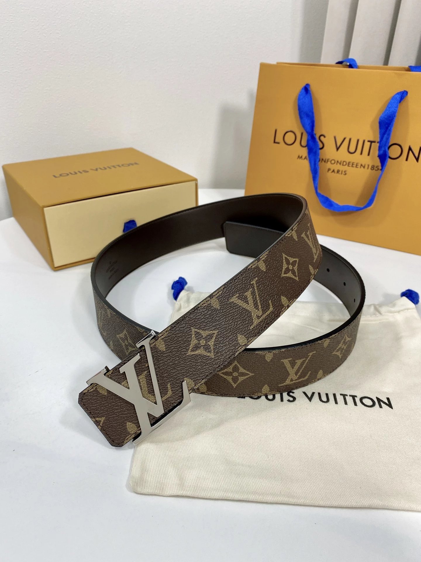 Louis Vuitton LV Initiales Belt Monogram Canvas Brown Leather Belt - 12