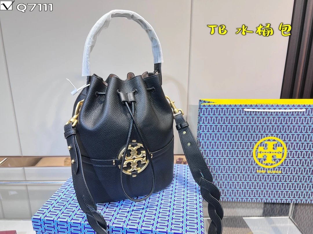 Tory Burch Miller Bucket Bag Navy Blue Handbag - 6