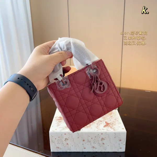 Dior Lady Dior Mini Bag Mauve Matte Leather Handbag - 5