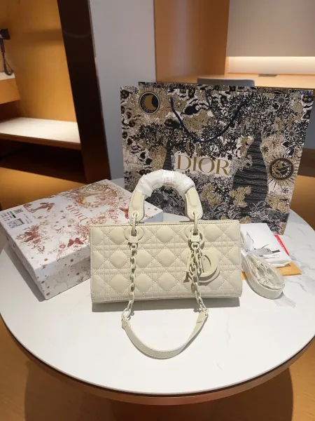 Dior Lady Dior Mini Silver Lamé Quilted Handbag - 3