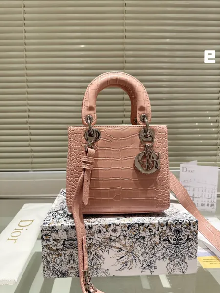 Dior Lady Dior Mini Pink Quilted Leather Handbag - 8