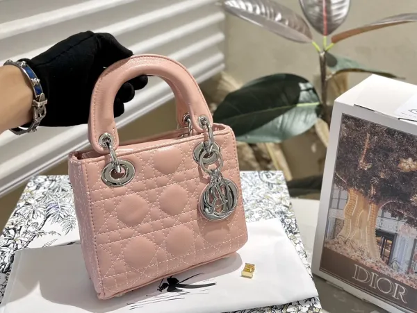 Dior Lady Dior Mini Pink Oblique Canvas Handbag - 12