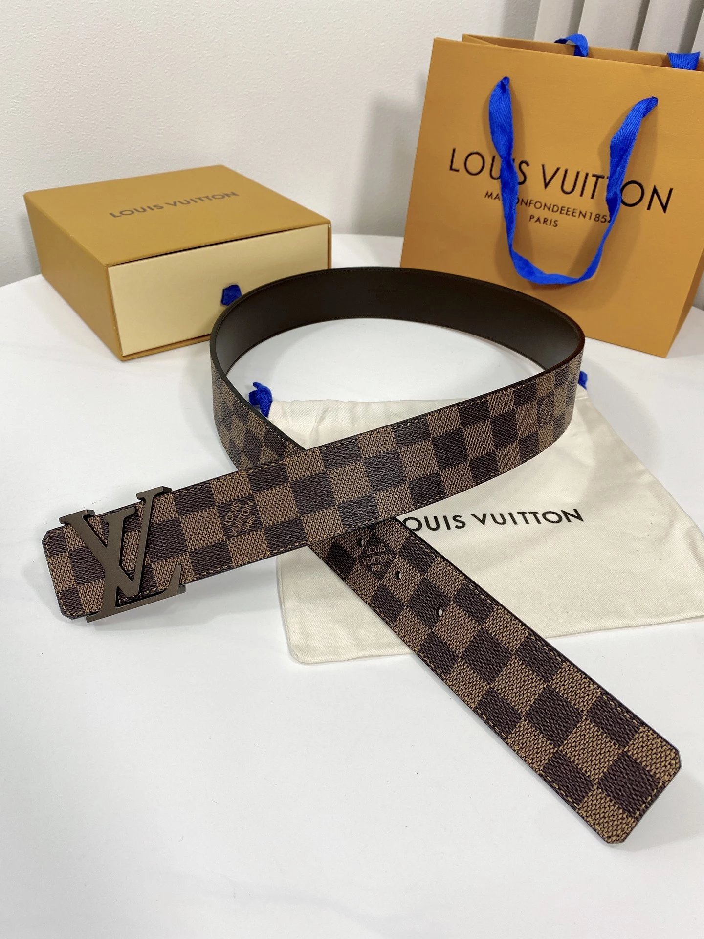 Louis Vuitton LV Initiales Belt Monogram Canvas Brown Leather Belt - 15
