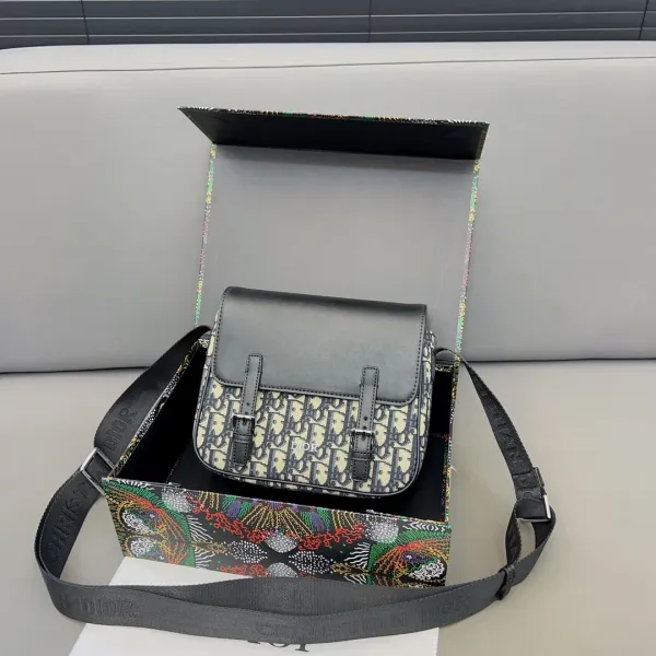 Dior Saddle Bag Gray Oblique Monogram Crossbody Bag - 15