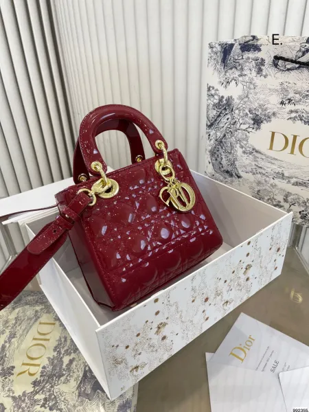 Dior Lady Dior Mini Bag Mauve Matte Leather Handbag - 10