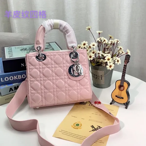 Dior Lady Dior Mini Pink Quilted Leather Handbag - 14