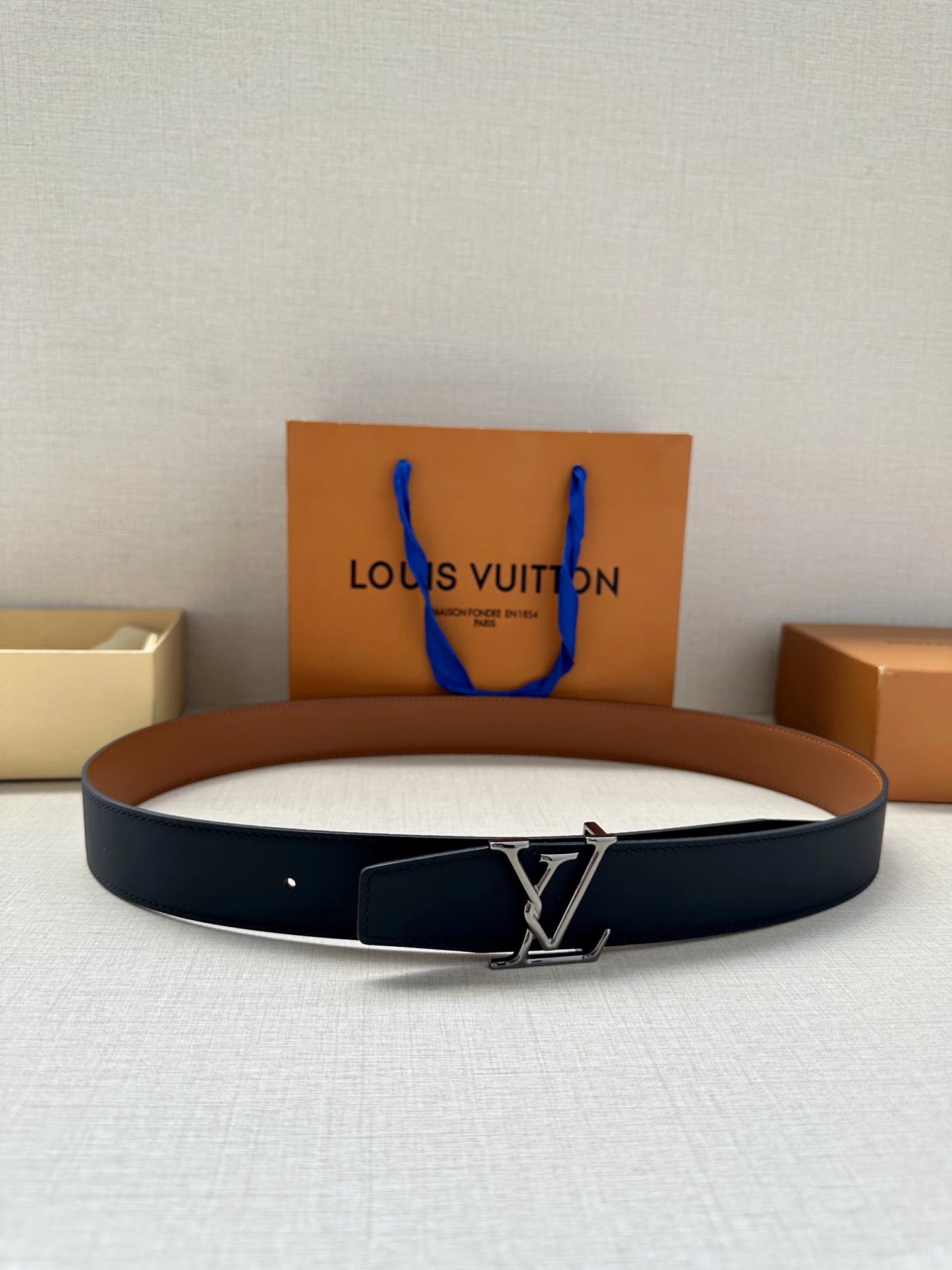 Louis Vuitton LV Initiales Belt Monogram Canvas Brown Leather Belt - 3
