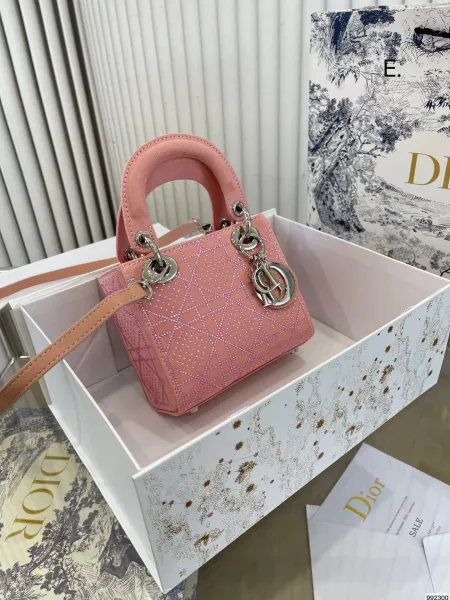Dior Lady Dior Mini Pink Oblique Canvas Handbag - 7