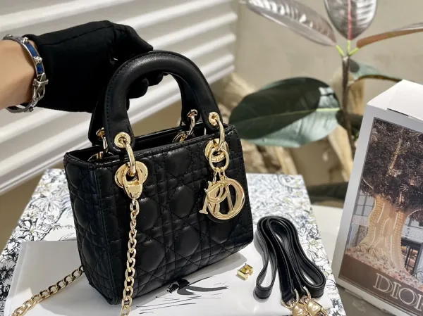 Dior Lady Dior Floral Embroidered Beige Handbag - 3