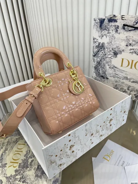 Dior Lady Dior Mini Bag Mauve Matte Leather Handbag - 12