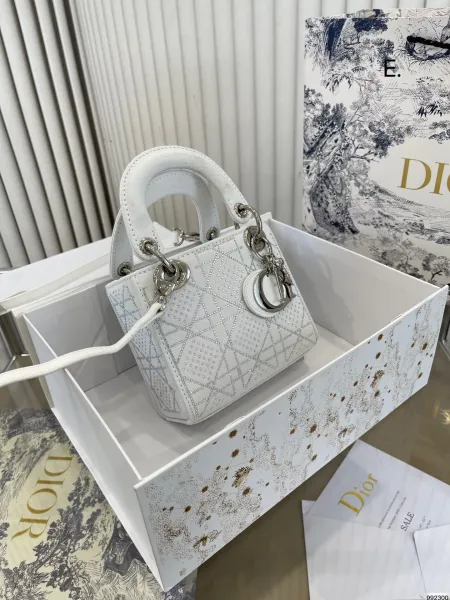 Dior Lady Dior Mini Pink Oblique Canvas Handbag - 8