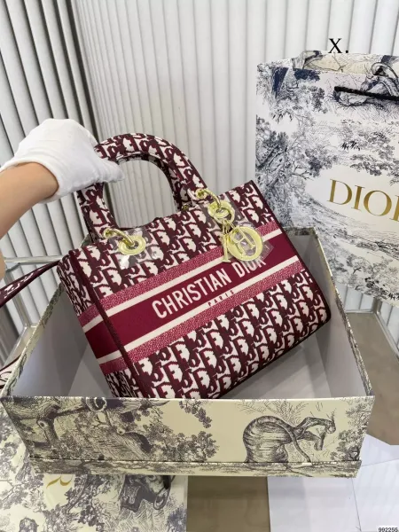 Dior Lady Dior Mini Pink Oblique Canvas Handbag - 3