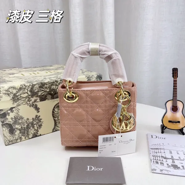 Dior Lady Dior Mini Silver Lamé Quilted Handbag - 8