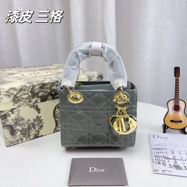 Dior Lady Dior Mini Silver Lamé Quilted Handbag - 9