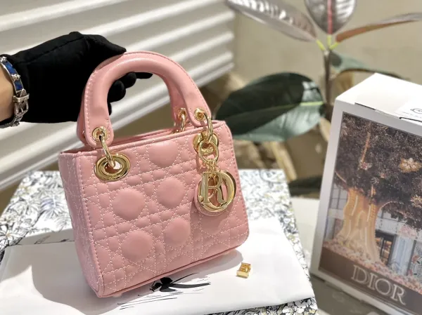 Dior Lady Dior Floral Embroidered Beige Handbag - 4