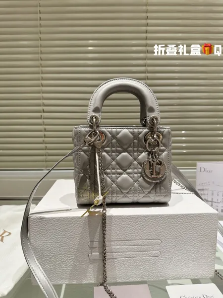 Dior Lady Dior Mini Pink Quilted Leather Handbag - 3