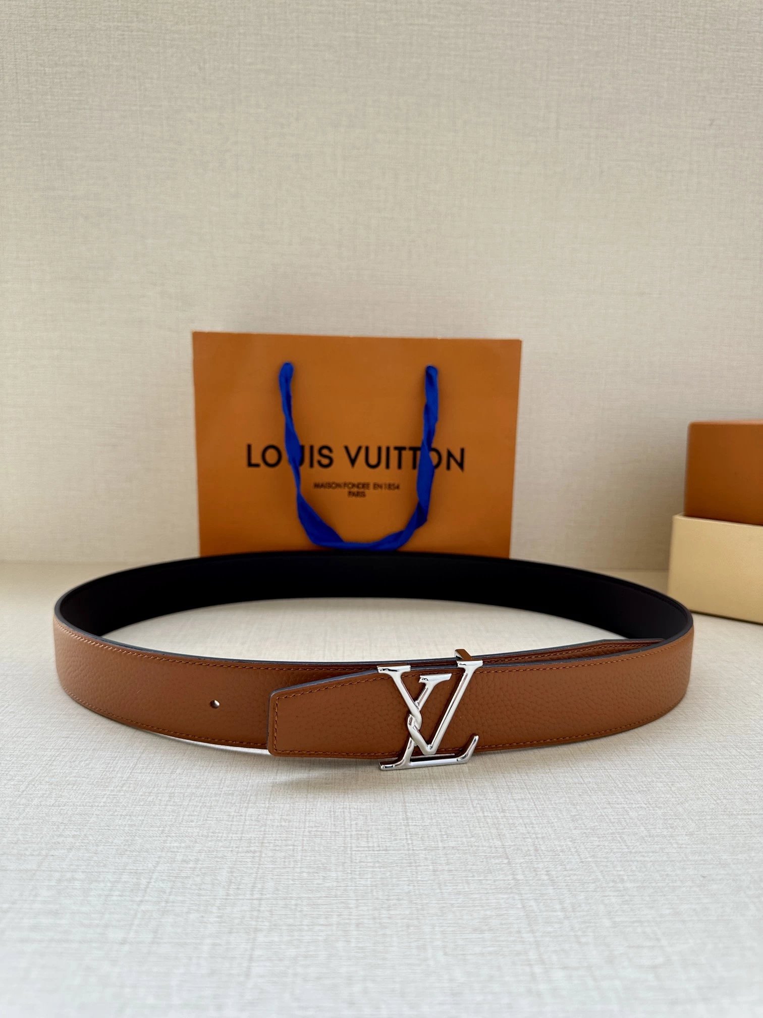 Louis Vuitton LV Initiales Belt Monogram Canvas Brown Leather Belt - 5