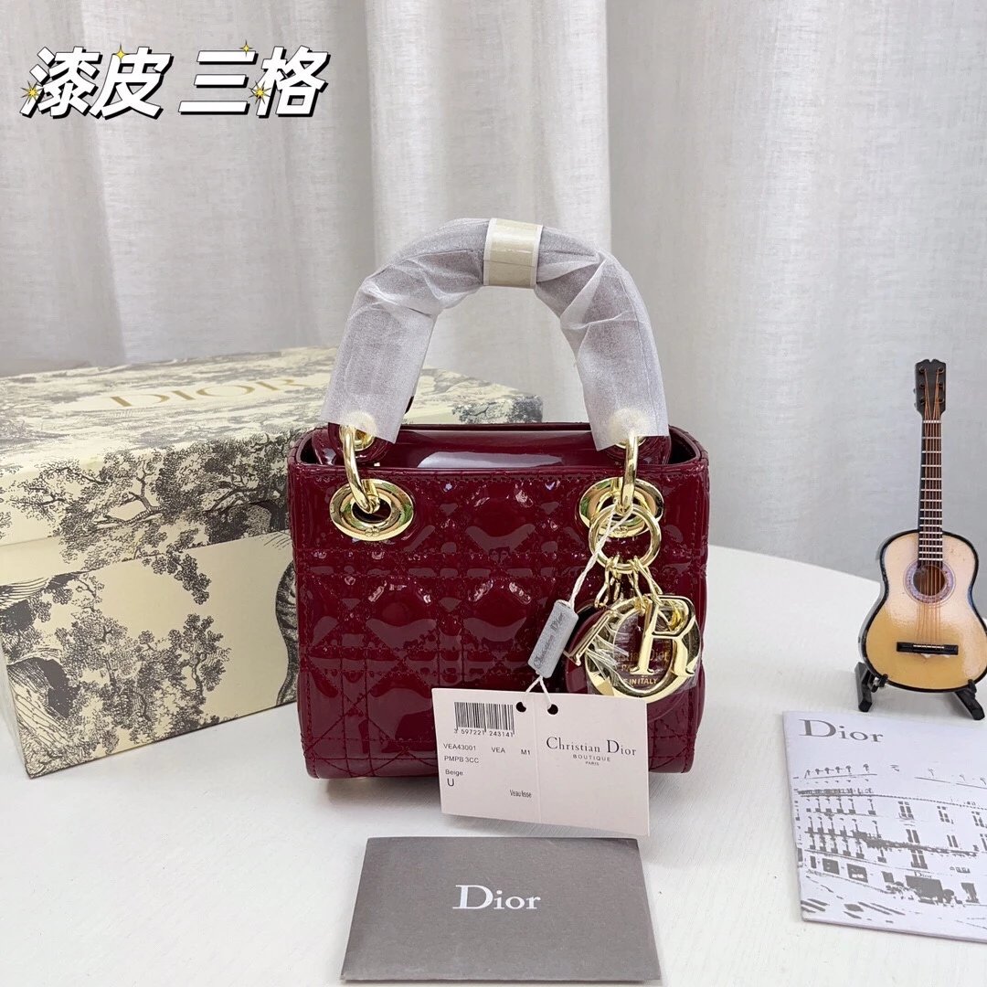 Dior Lady Dior Mini Silver Croc-Embossed Metallic Leather Handbag - 6