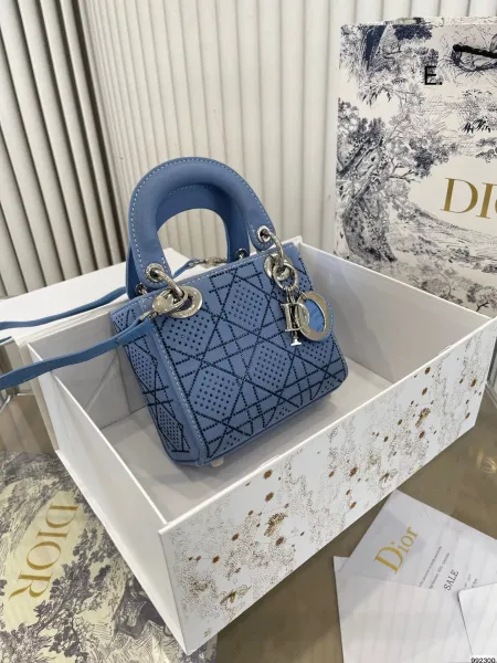 Dior Lady Dior Mini Pink Oblique Canvas Handbag - 6