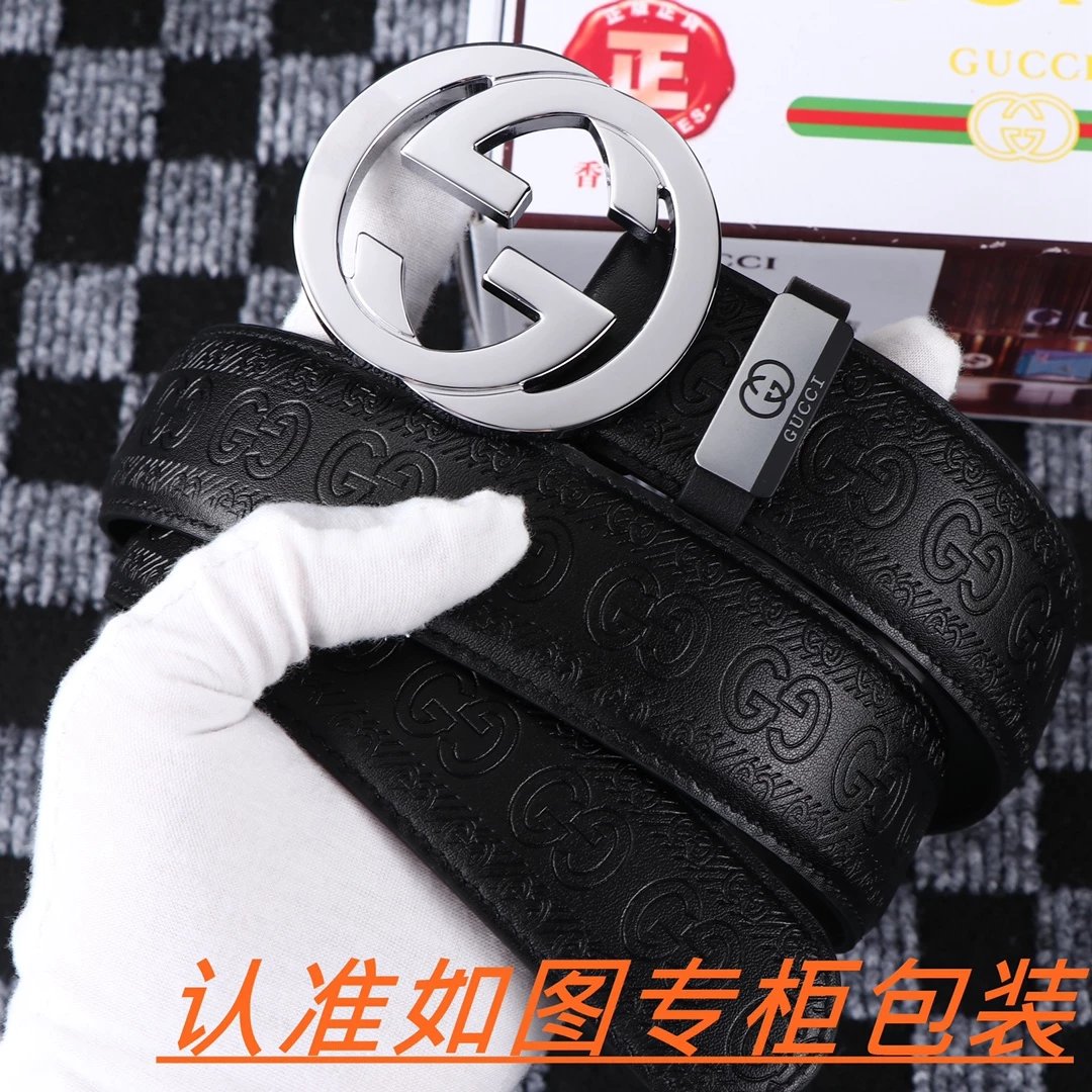 Gucci Tiger Head Buckle Leather Belt Black - 6