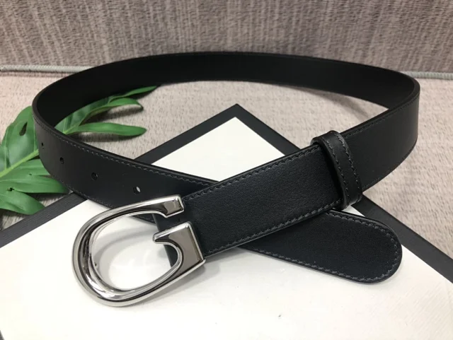 Gucci Belts Embossed GG leather belt with Double G buckle product detail image 11