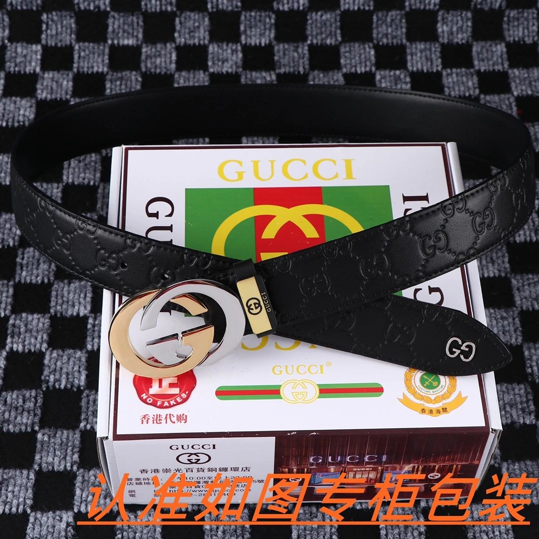 Gucci Tiger Head Buckle Leather Belt Black - 15