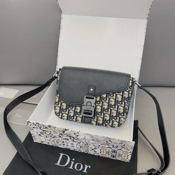 Dior Saddle Bag Gray Oblique Monogram Crossbody Bag - 11