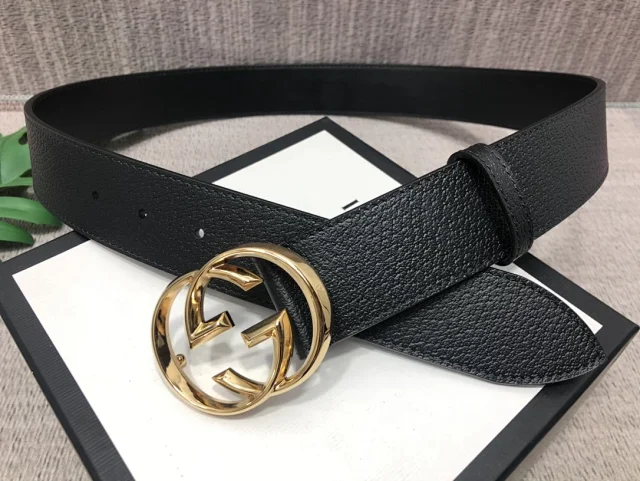Gucci Belts Embossed GG leather belt with Double G buckle product detail image 7
