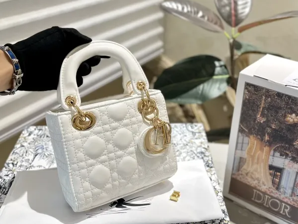 Dior Lady Dior Floral Embroidered Beige Handbag - 7