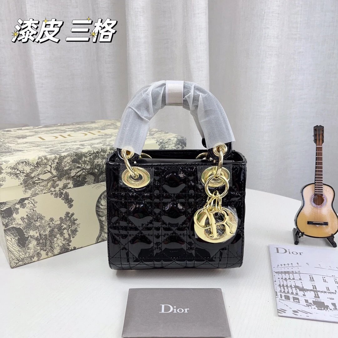 Dior Lady Dior Mini Silver Lamé Quilted Handbag - 7