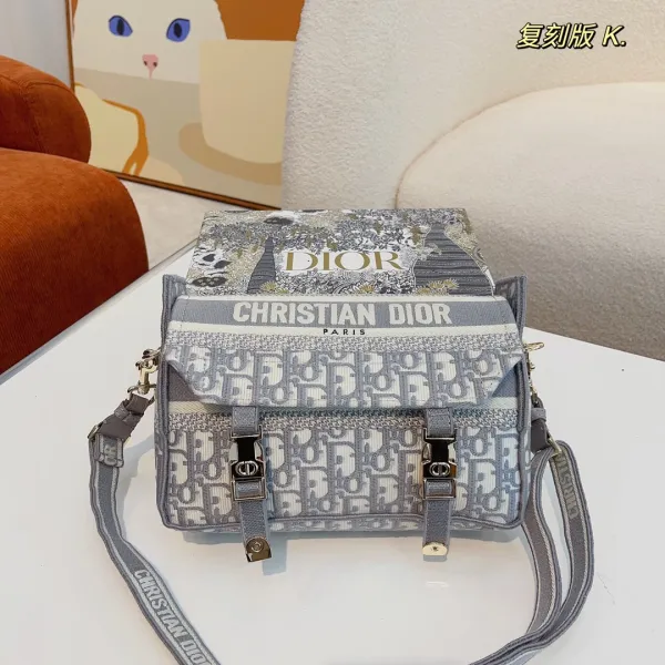 Dior Saddle Bag Light Gray Leather Crossbody Bag - 12