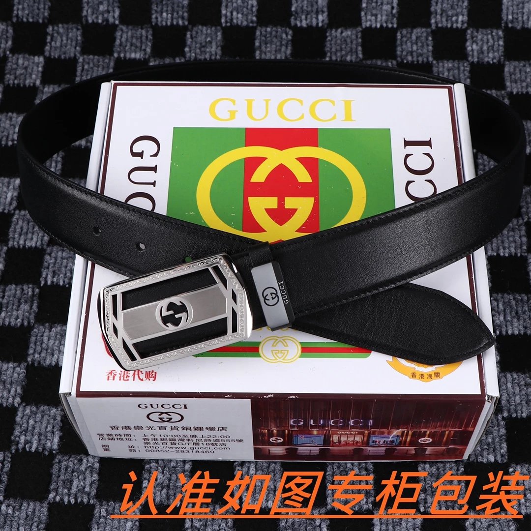 Gucci Tiger Head Buckle Leather Belt Black - 14