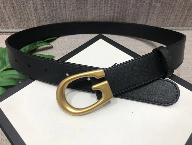 Gucci Belts Embossed GG leather belt with Double G buckle product detail image 12