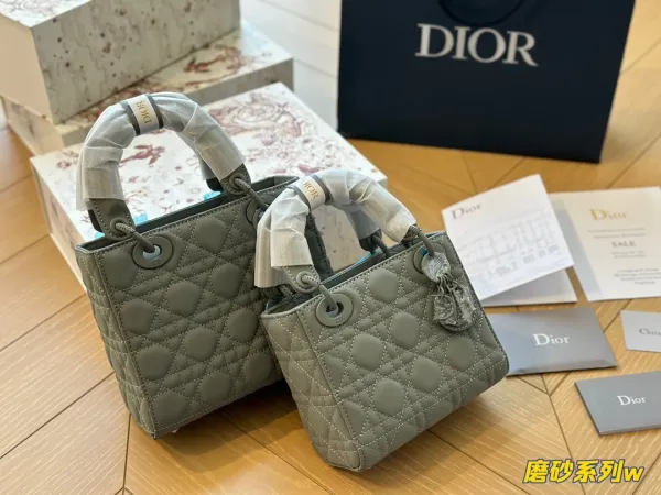 Dior Lady Dior Mini Black Quilted Leather Handbag with Oblique Scarf Handle - 7