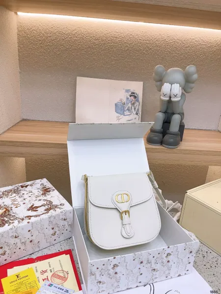 Dior Saddle Bag Light Gray Leather Crossbody Bag - 9