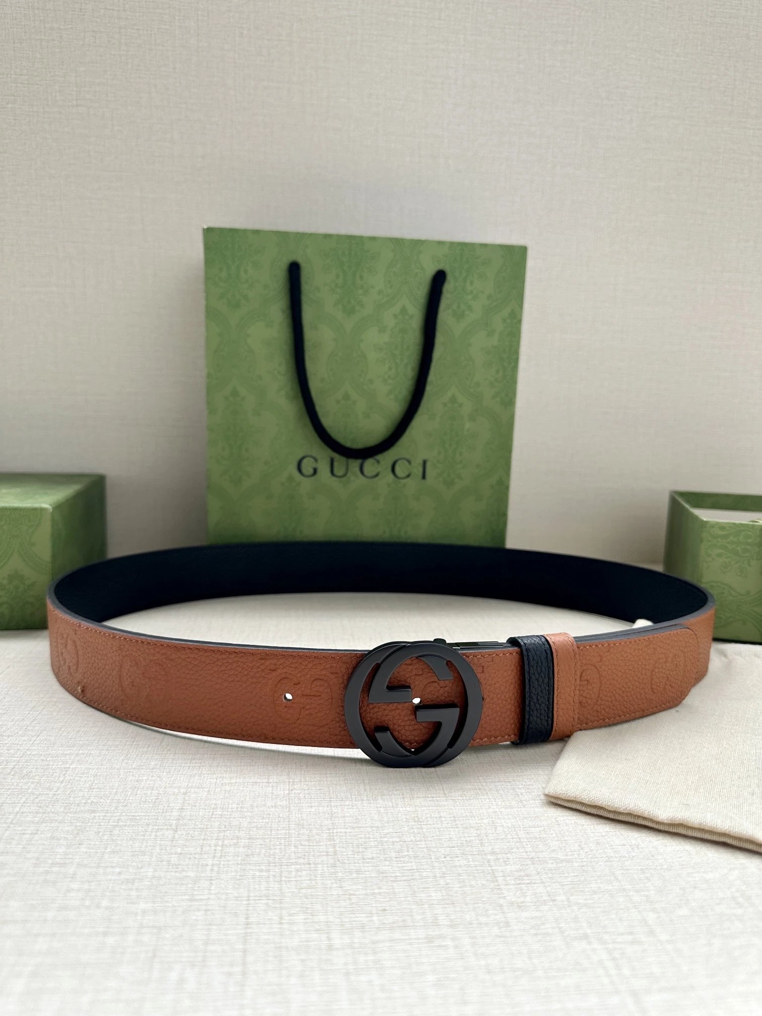 Gucci GG Marmont Web Stripe Belt Black - 14