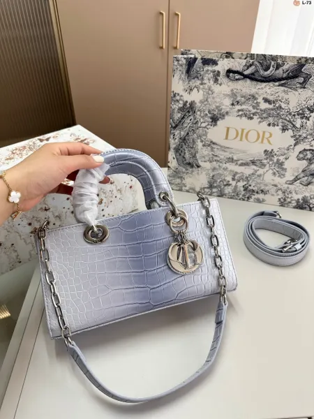 Dior Lady Dior Mini Embossed Black Leather Handbag - 3