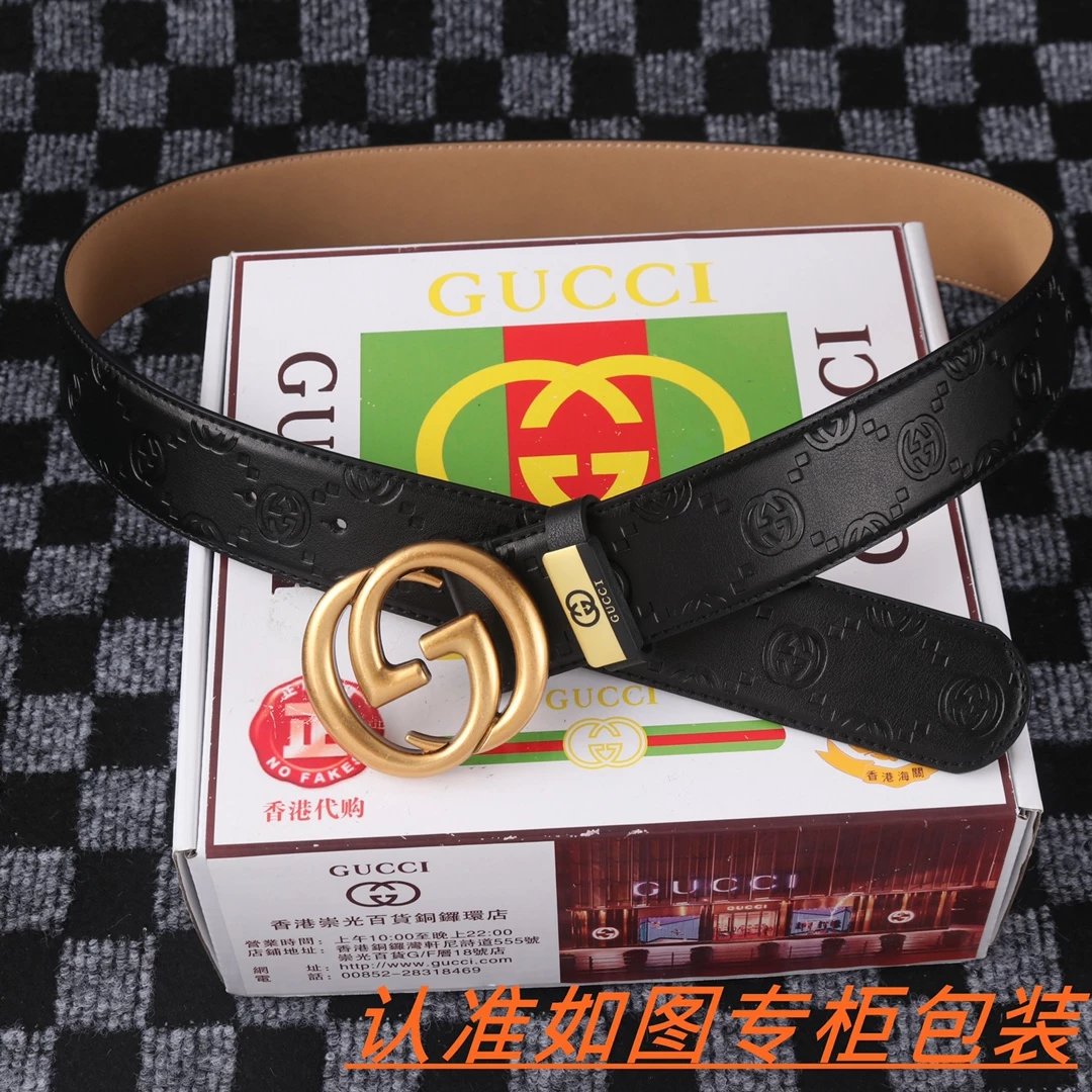 Gucci Interlocking G Belt Black Leather with Crystal-Embellished Buckle - 6