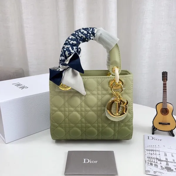 Dior Lady Dior Mini Black Quilted Leather Handbag with Oblique Scarf Handle - 14