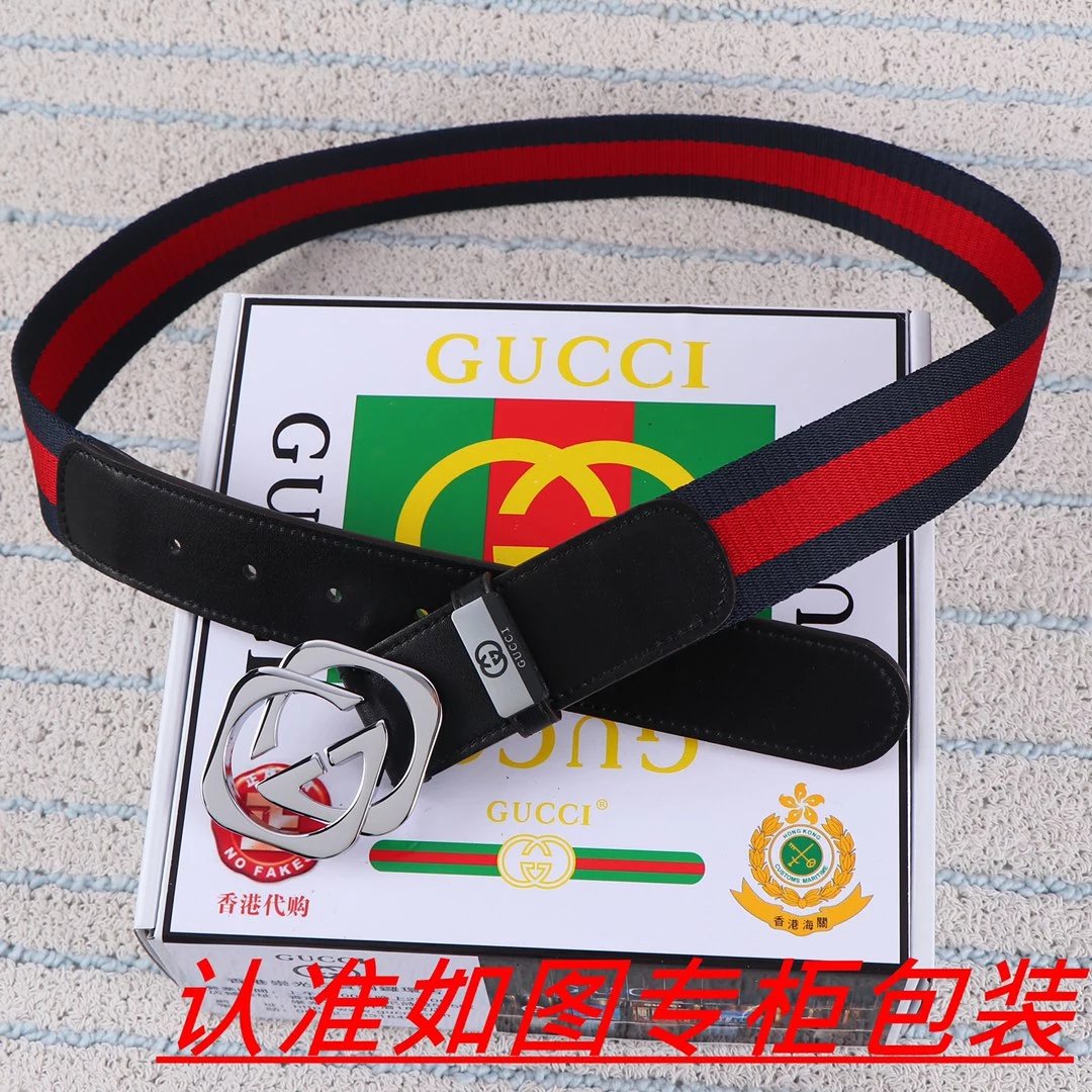 Gucci GG Marmont Web Stripe Belt Black - 6