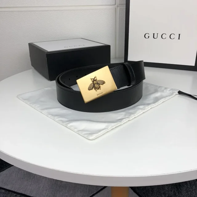 Gucci Belts Embossed GG leather belt with Double G buckle product detail image 13