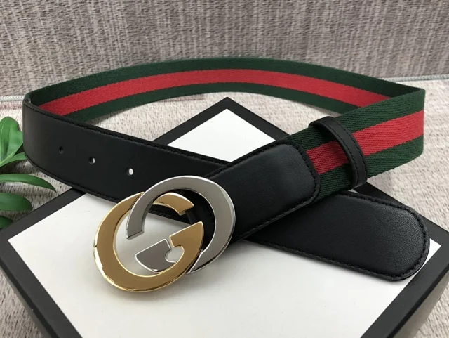 Gucci Belts Embossed GG leather belt with Double G buckle product detail image 9