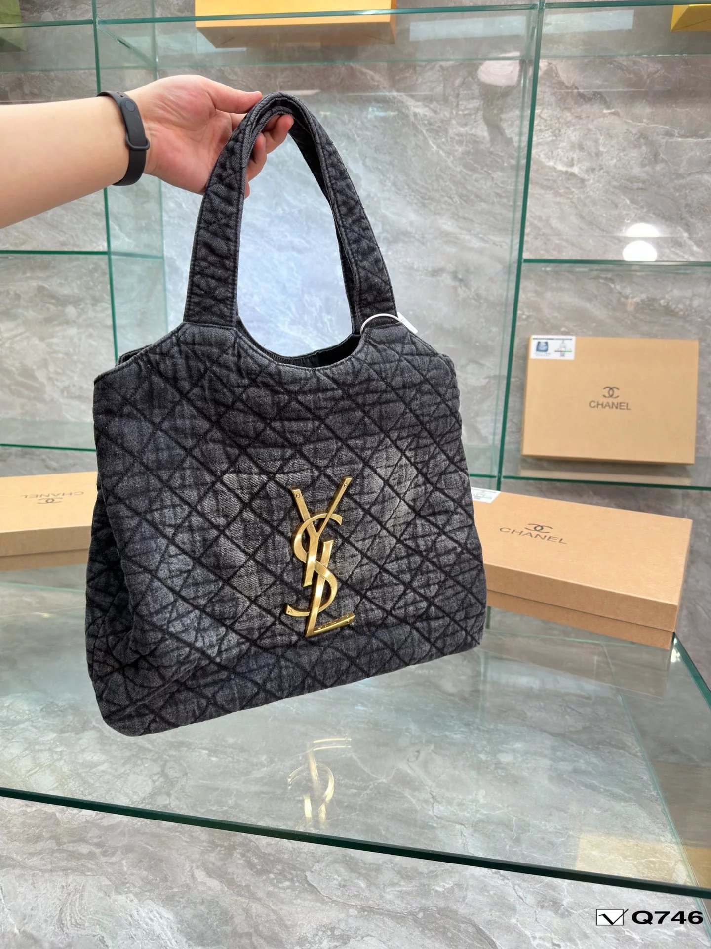 Saint Laurent Loulou Quilted Black Leather Chain Shoulder Bag - 3