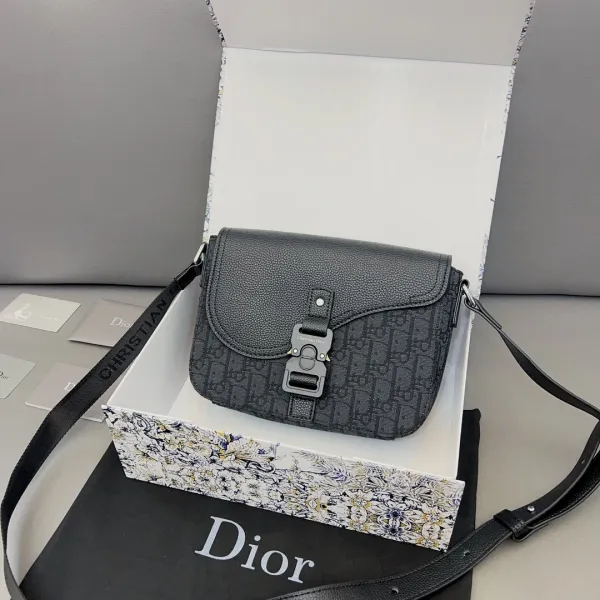 Dior Saddle Bag Gray Oblique Monogram Crossbody Bag - 10