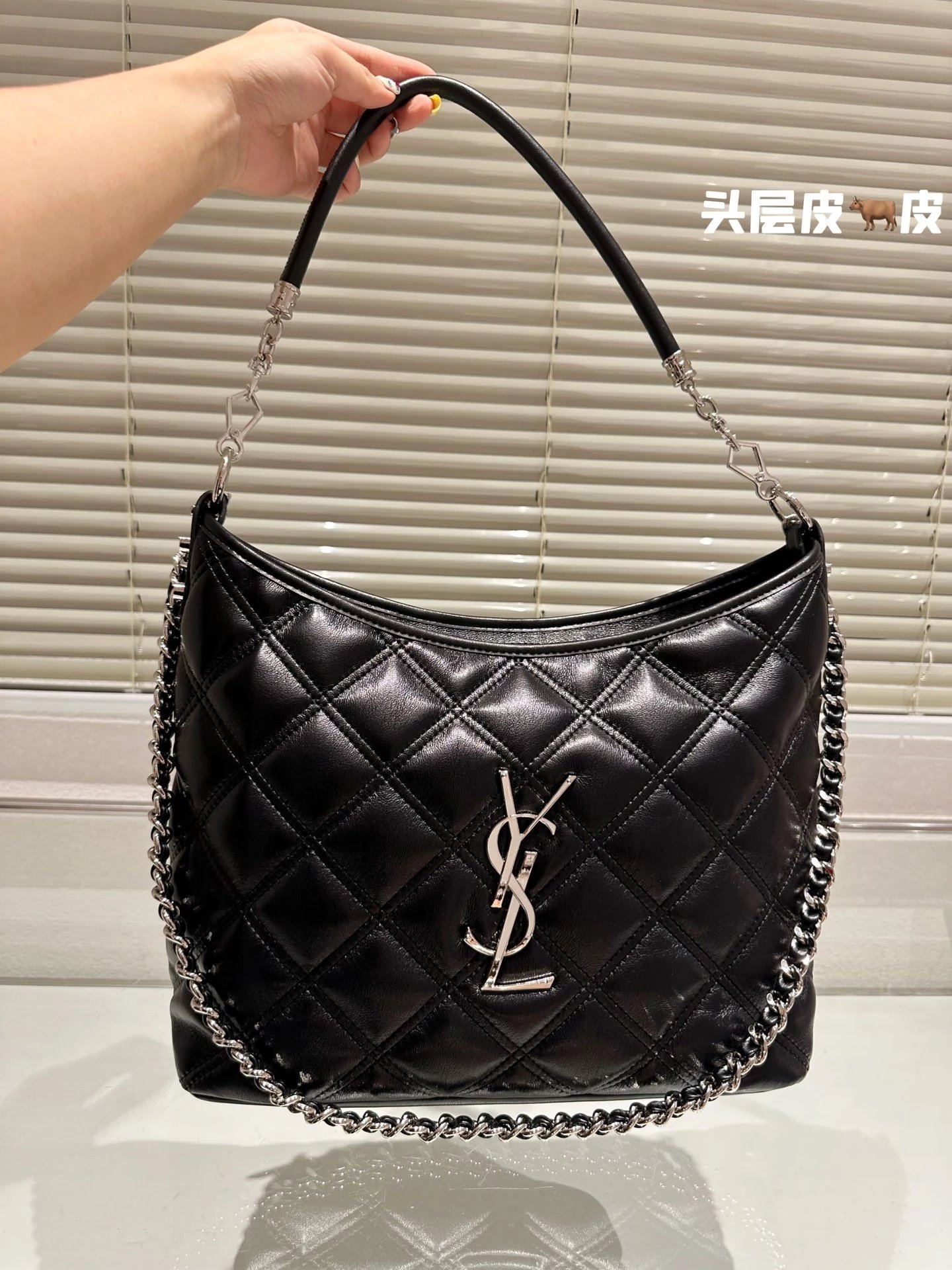 Saint Laurent Loulou Quilted Black Leather Chain Shoulder Bag - 7