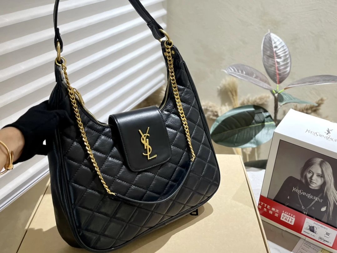 Saint Laurent Loulou Quilted Black Leather Chain Shoulder Bag - 10